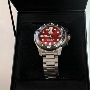 Orient M-Force Red Dial Automatic Stainless Steel Watch RA-AC0L02R